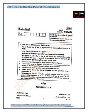 CBSE Class 12 Mathematics Question Paper 2015