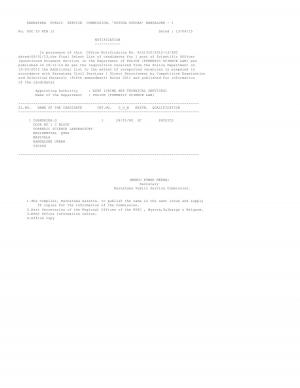 KPSC Declared Final Result for Scientific Officer Posts 2015