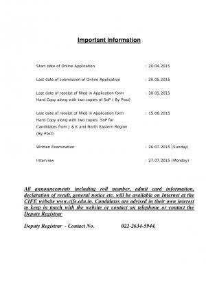 CSIR CIFE Notified Admission in PhD Programmes 2015