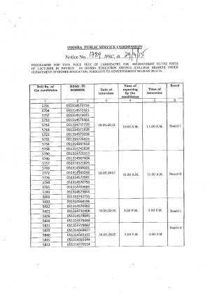 OPSC Issued Interview Schedule for Lecturer Posts 2015