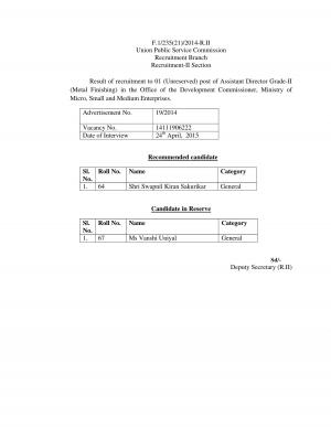 UPSC Assistant Director Grade-II 