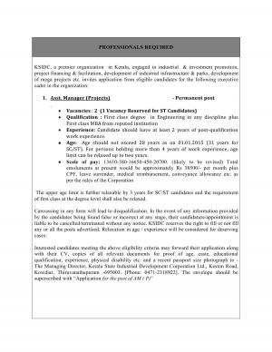 KSDIC Assitant Manager Job