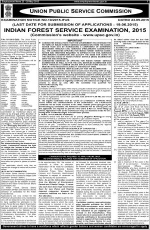 UPSC IFS Examination 2015 Notification