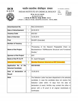 Interview Result for SRF/RA