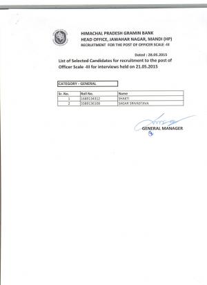 Himachal Pradesh Gramin Bank Declared Final Result for Officer Scale-III Post 2015