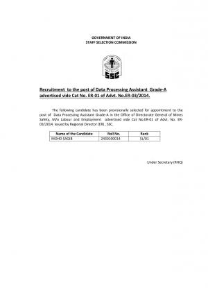 SSC Declared Final Result for Various Posts 2015