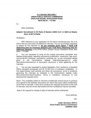 UPSC Announced Interview Schedule for Doctors (GDO) Posts 2015