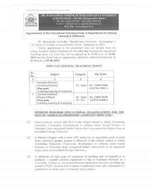 Dr. Bhabasaheb Ambedkar Marathwada University Notified Recruitment for 03 Teaching Posts 2015