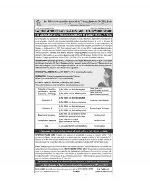 BARTI, Pune Notified Admission to MPhil/ PhD program through SPNRF 2015