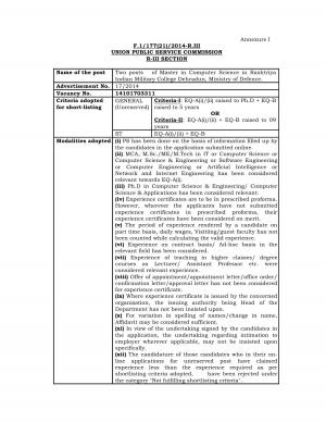UPSC Declared Interview List for Master in Computer Science Posts 2015