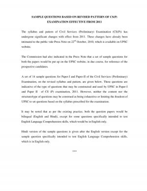Civil Services Preliminary Examination sample paper 2011