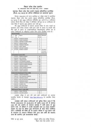 BPSC (Mains) Competitive Re-Examination 2015: Final Results