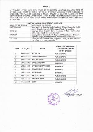 Final Result for Officer Scale I