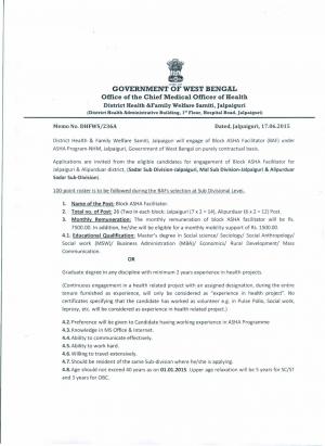 West Bengal Health government Recruitment 2015