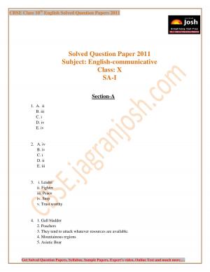 CBSE Class 10 English Communicative Solved Question Paper 2011 SA 1