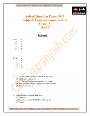 CBSE Class 10 English Communicative Solved Question Paper 2012 SA 2