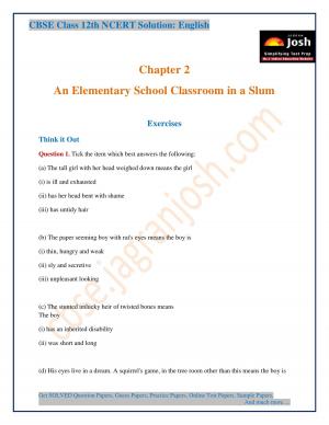 An Elementry School Classroom in a Slum CBSE Class 12 Chapter 2 NCERT Solution