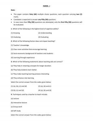 UGC (NET) Question Paper June 2015: Teaching & Research Aptitude (Paper I)