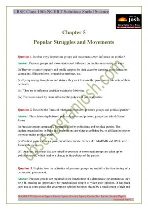 Popular Struggles and Movements CBSE Class 10 NCERT Solution