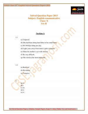 CBSE Class 10 English Communicative Solved Question Paper 2013 SA II