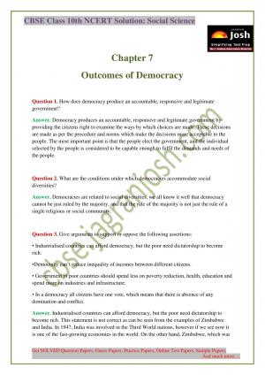 Outcomes of Democracy CBSE Class 10 Chapter 7 NCERT Solution