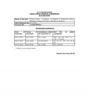 UPSC Issued Interview Schedule for Master in English Post 2015
