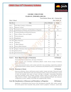 CBSE Class 11 Chemistry Syllabus