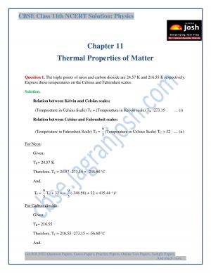 Thermal Properties of Matter CBSE Class 11 NCERT Solution