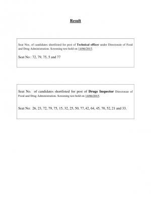 Goa PSC Declared Result for Technical Officer and Drugs Inspector Posts 2015