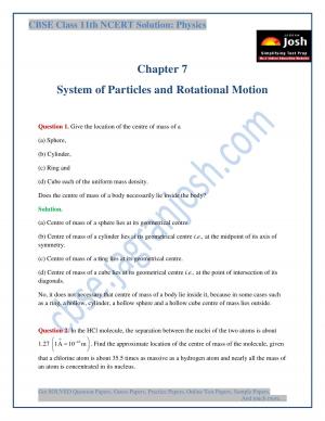 System of Particles and Rotational Motion CBSE Class 11 NCERT Solution