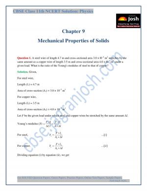 Mechanical Properties of Solids CBSE Class 11 NCERT Solution