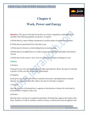 Work power Energy CBSE Class 11 NCERT Solution