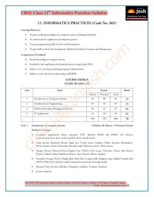 CBSE Class 11 Informatics Practices Syllabus