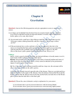 Gravitation CBSE Class 11 NCERT Solution