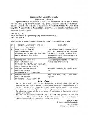 Ravenshaw University Notified Recruitment for 04 Various Posts 2015