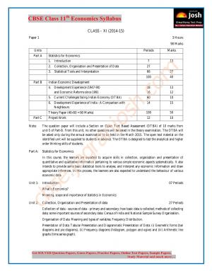 CBSE Class 11 Economics Syllabus