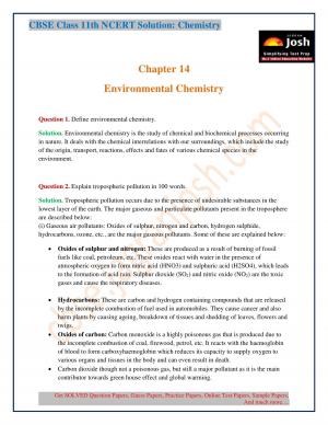 Environmental Chemistry CBSE Class 11 NCERT Solution