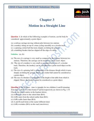 Motion in a Straight Line CBSE Class 11 NCERT Solution