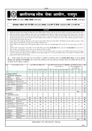 CGPSC Notified Recruitment to 538 Assistant Professor & Lecturer Posts 2015