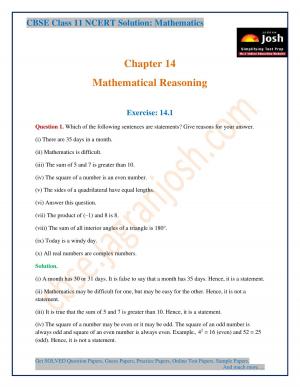 Mathematical Reasoning CBSE Class 11 NCERT Solution