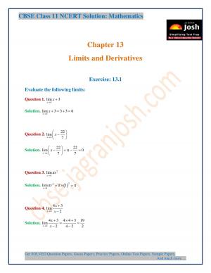 Limits and Derivatives CBSE Class 11 NCERT Solution