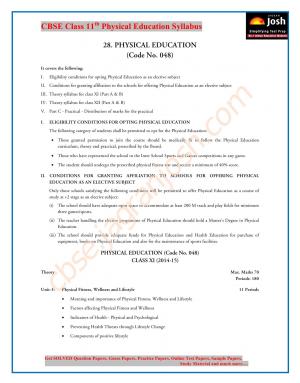 CBSE Class 11 Physical Education Syllabus