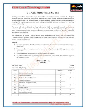 CBSE Class 11 Psychology Syllabus