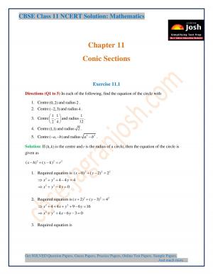 Conic Section CBSE Class 11 NCERT Solution