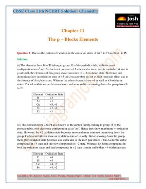 The p-block Element CBSE Class 11 NCERT Solution