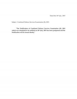 UPSC Combined Defence Services Examination (II), 2015: Notice 