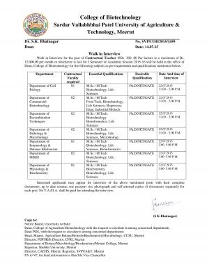 SVBP Meerut Notified Recruitment for 11 Various Posts 2015