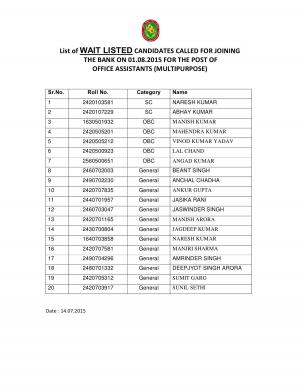 Interview Result for Office Assistant