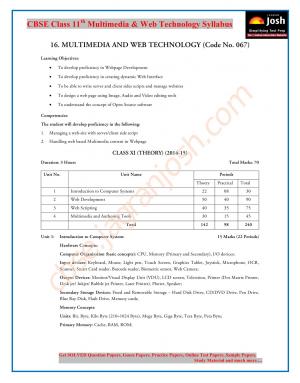 CBSE Class 11 Multimedia and Web Technology Syllabus