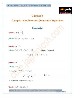 Complex Numbers and Quadratic Equations CBSE Class 11 NCERT Solution